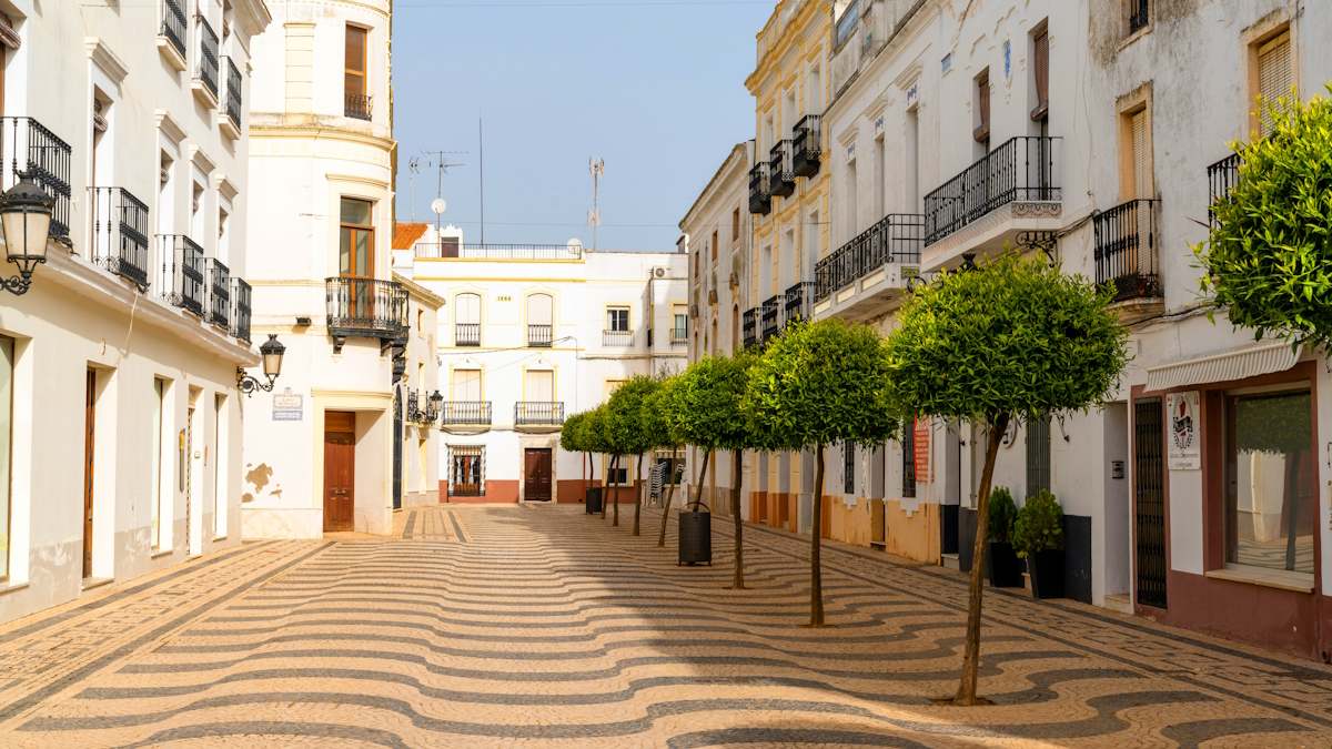 Olivenza plaza empedrada Espana