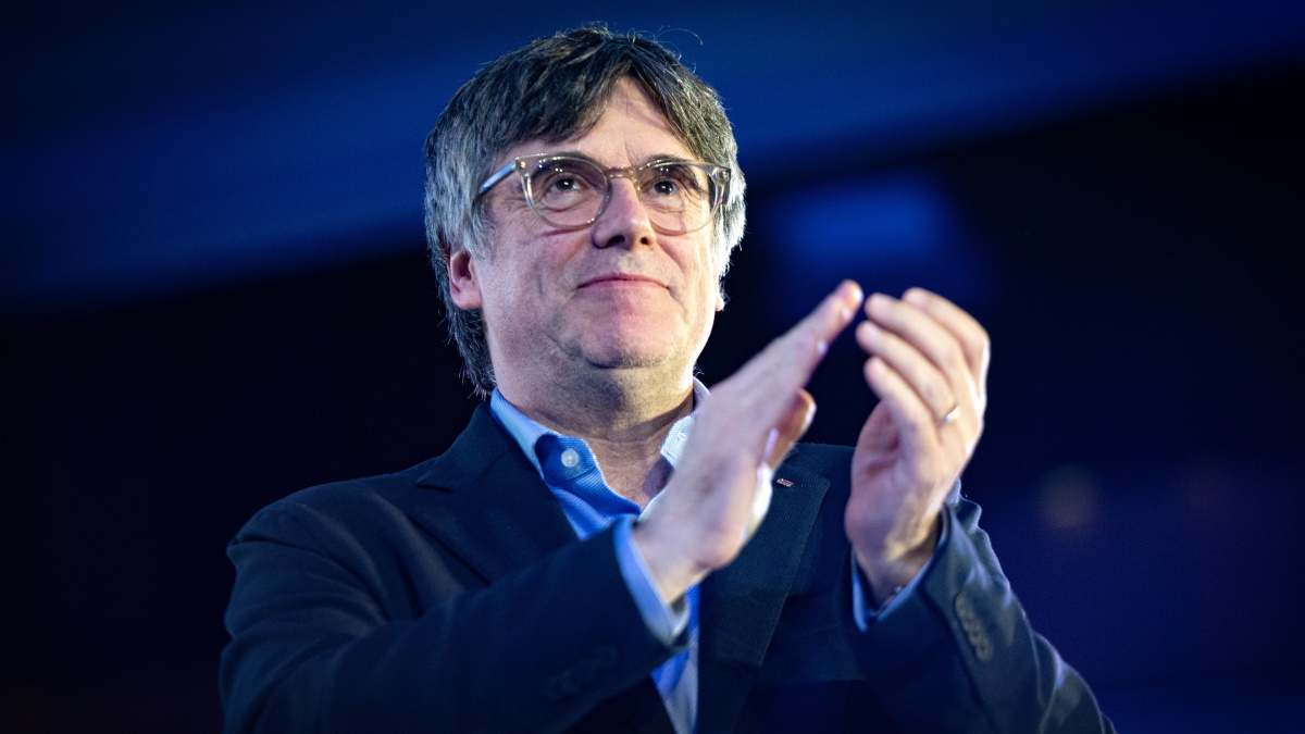 Carles Puigdemont, en un mitin de hace varias semanas.