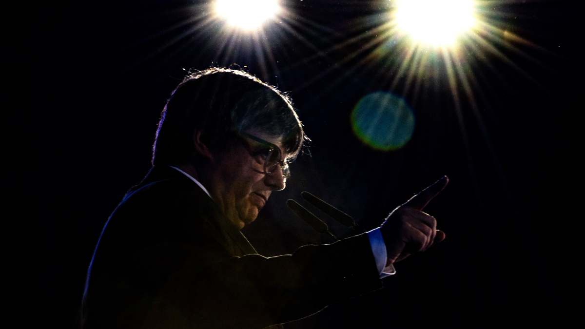 Carles Puigdemont, en un mitin de la campaña a las elecciones catalanas. 