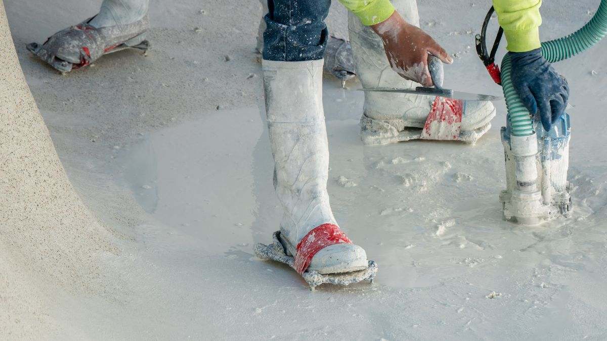 Foto de recurso de los pies de unos obreros en una reforma.