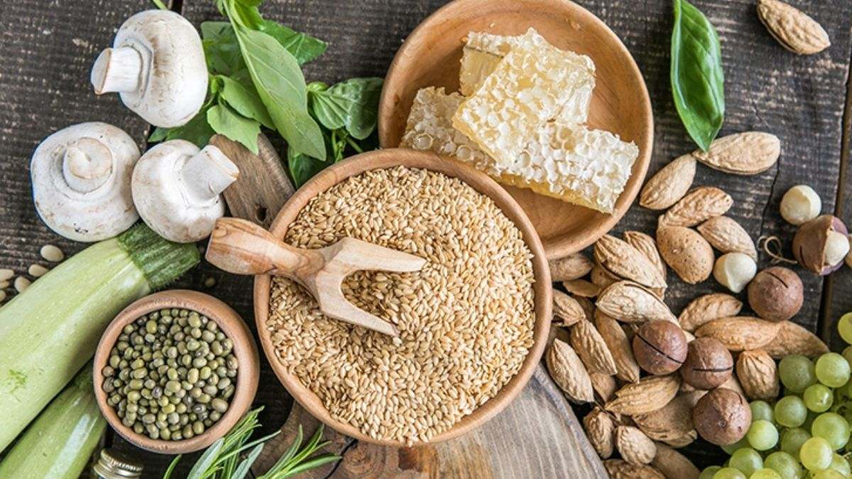 Varios alimentos con un alto porcentaje de fibra