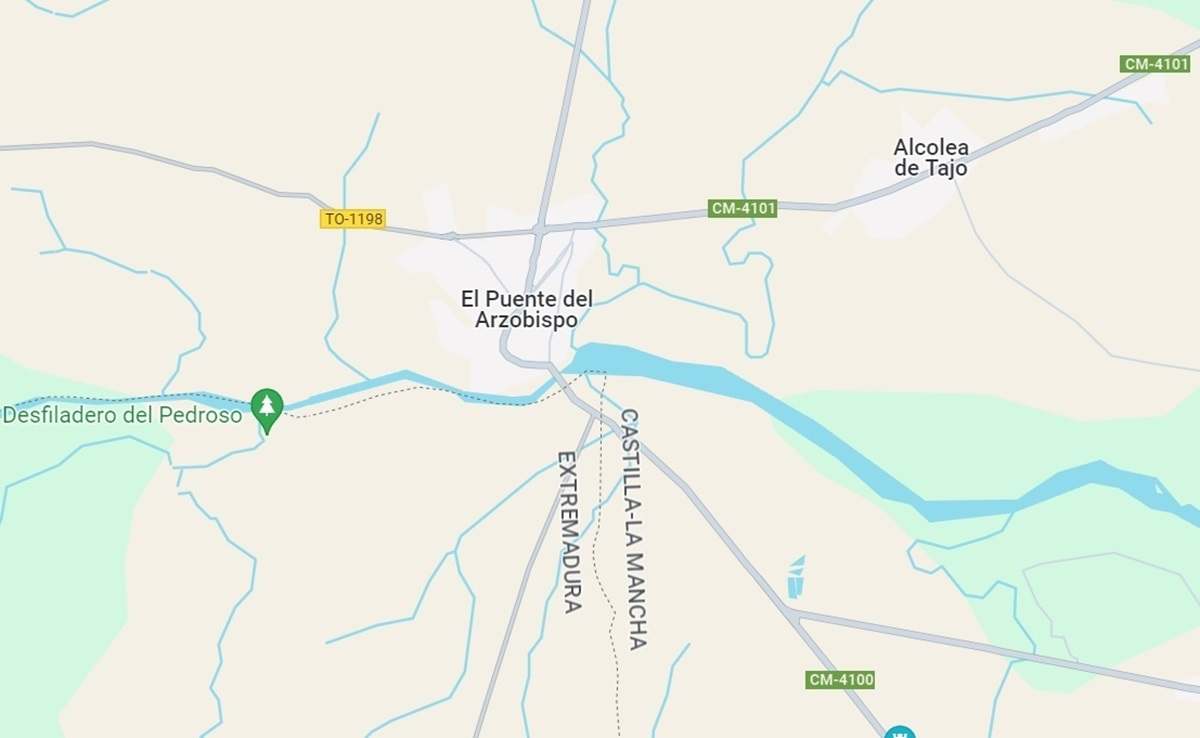 Imagen de Google Maps de la ubicación de Puente del Arzobispo.