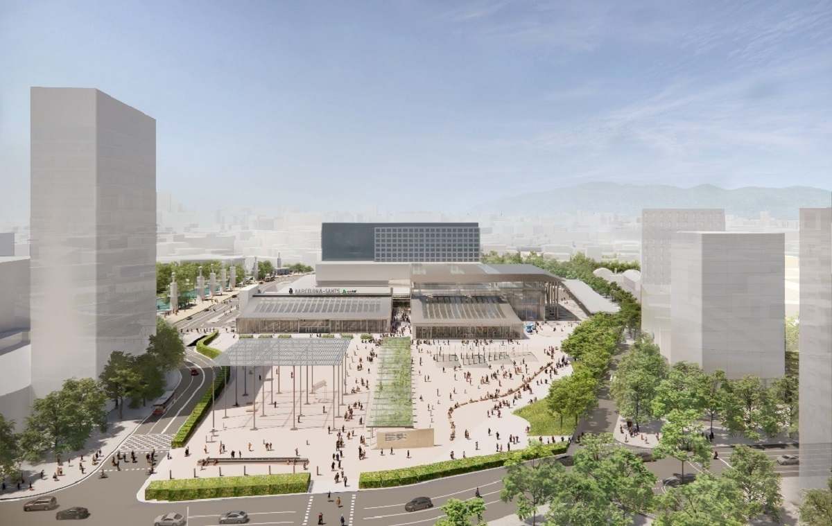 Imagen virtual de la futura estación de Sants de Barcelona. EE