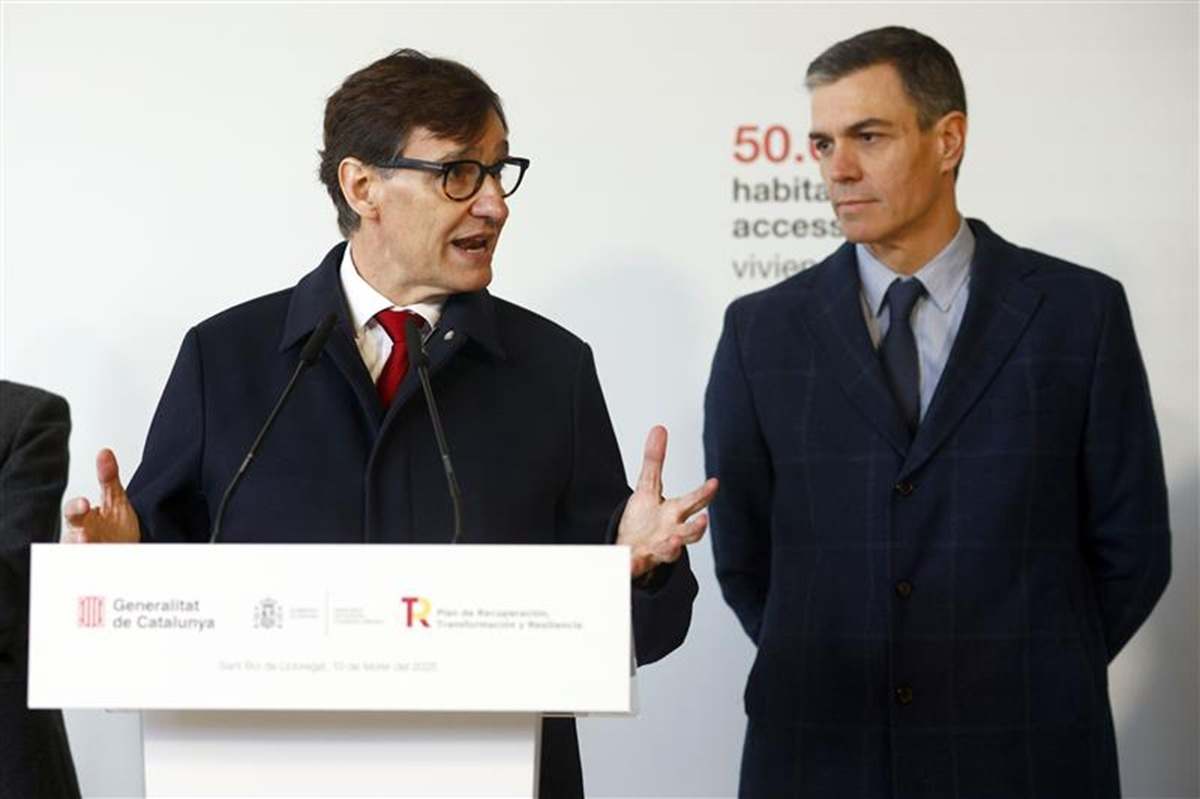 Salvador Illa y Pedro Sánchez anuncian nuevas medidas de vivienda en Cataluña. GOVERN