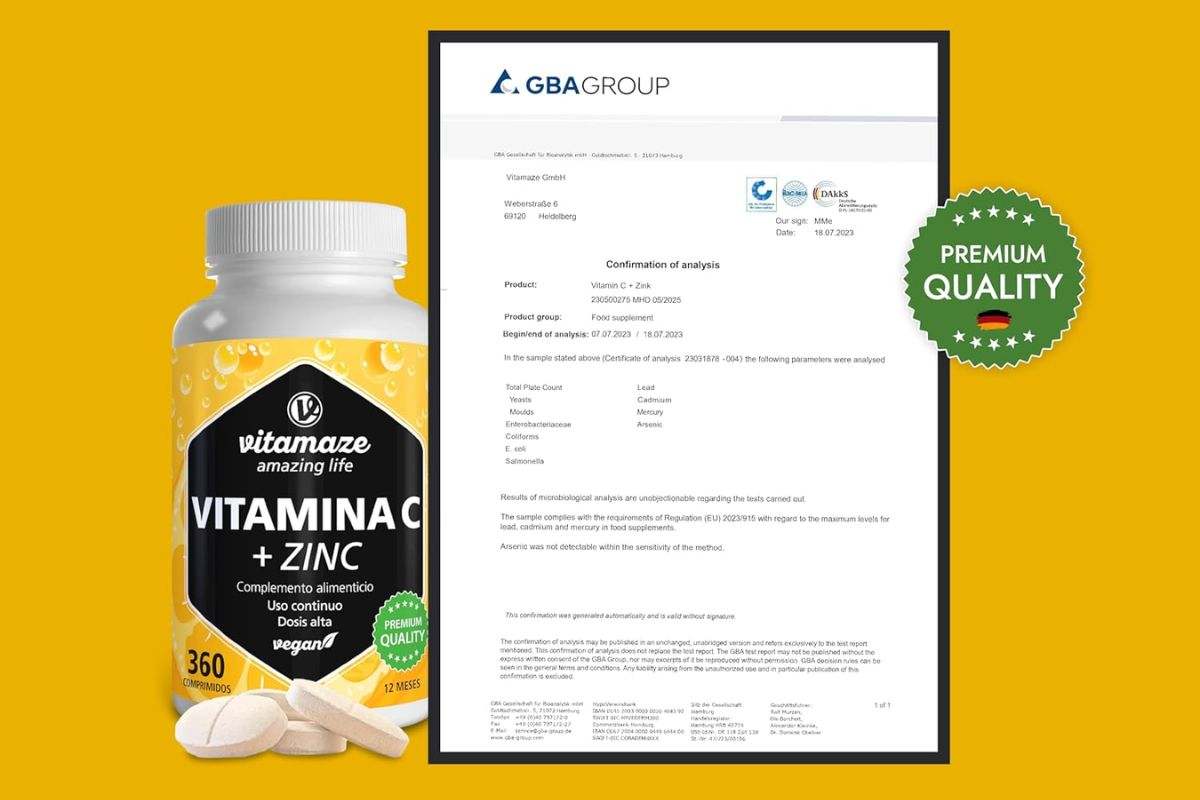Complemento alimenticio de Vitamina C + Zinc + Bioflavonoides