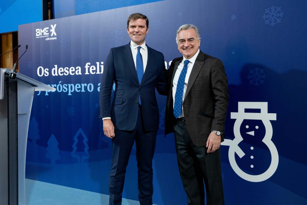 Juan Flames, CEO de BME, y Javier Hernani, Head Business Unit Securities Services SIX.