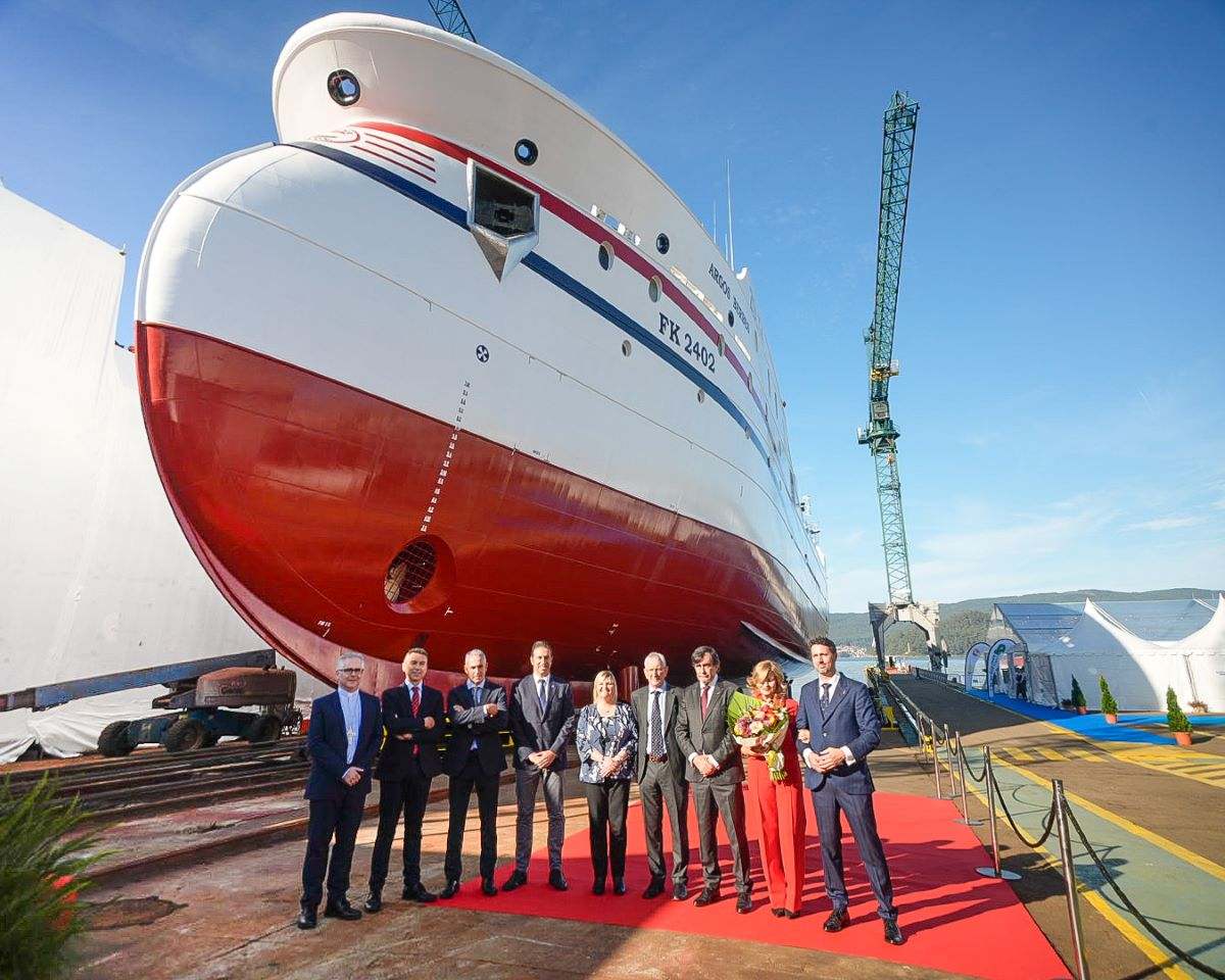 El astillero NODOSA SHIPYARD y ORION FISHING COMPANY LTD, sociedad mixta participada por la viguesa ARMADORA PEREIRA S.A. y la empresa malvina ARGOS GROUP LTD, celebraron la ceremonia de botadura del buque ARGOS BERBÉS.