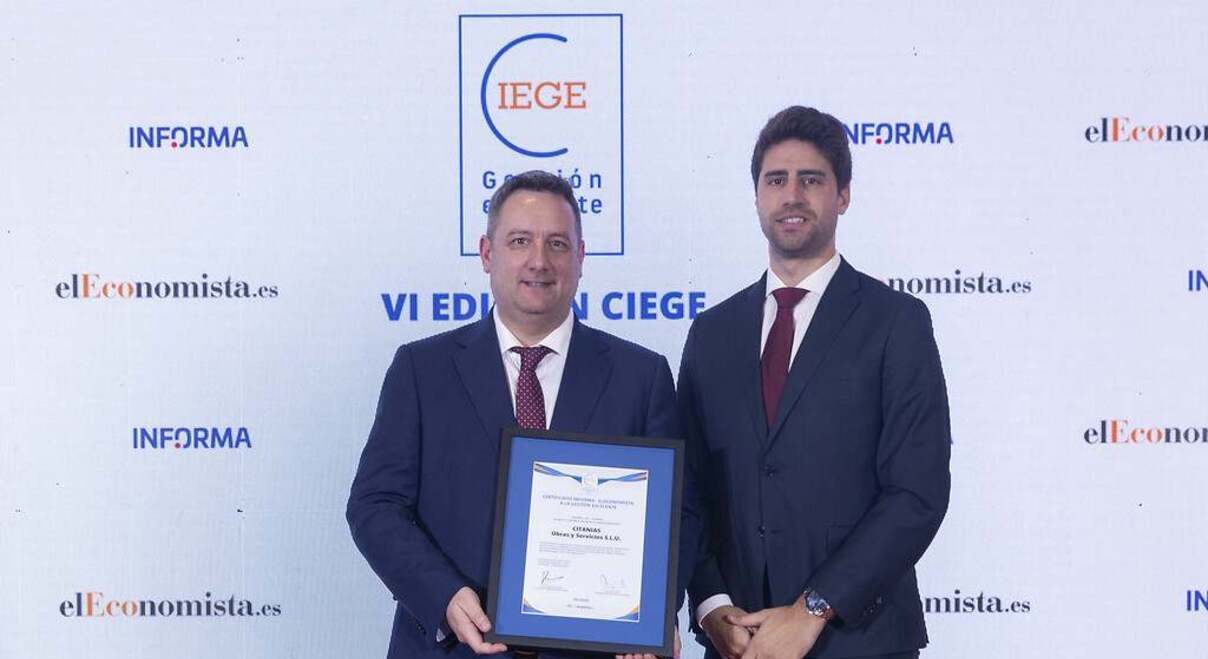 Certificado CIEGE a la Gestión Empresarial Excelente CITANIAS