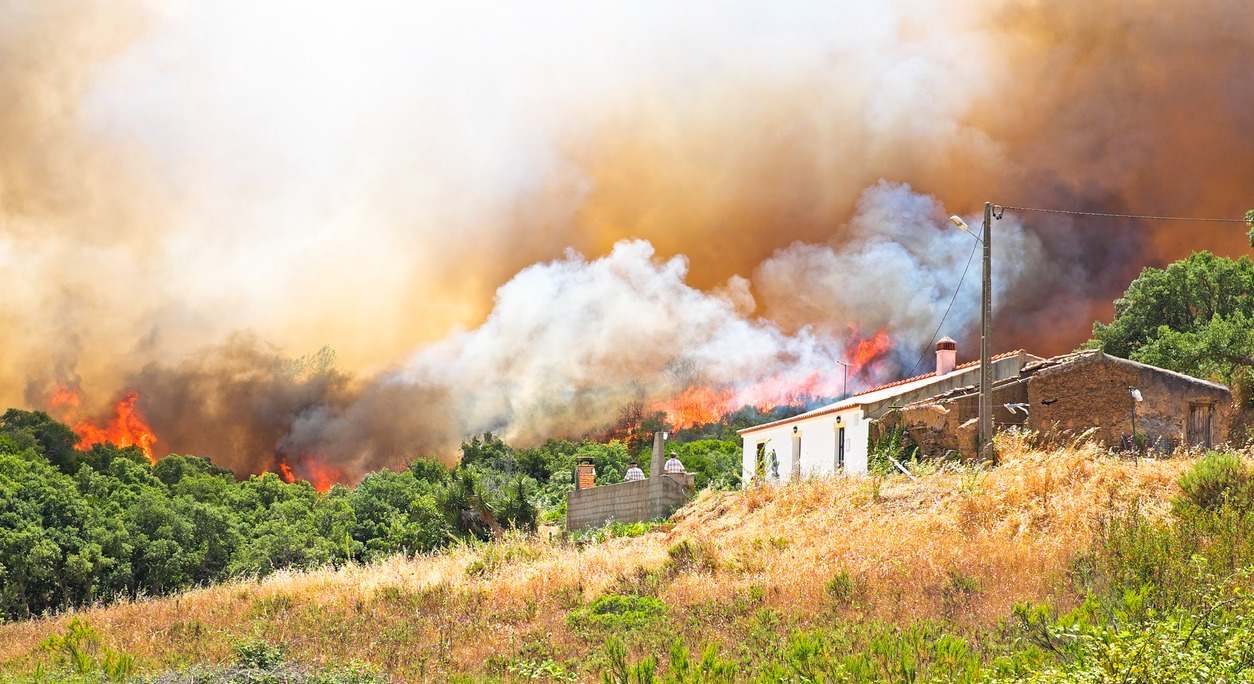el fuego se aproxima a una vivienda