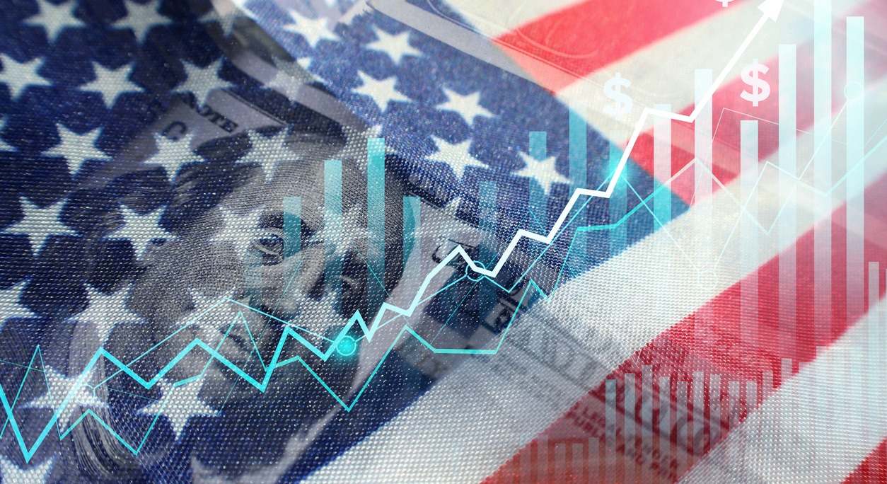 Bandera de EEUU y dólar