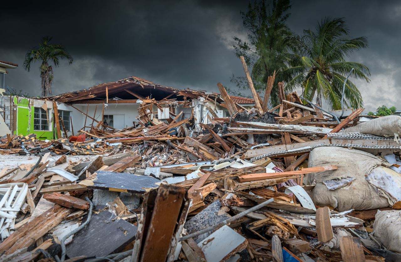 Casa destruida por el paso de un huracán en Florida