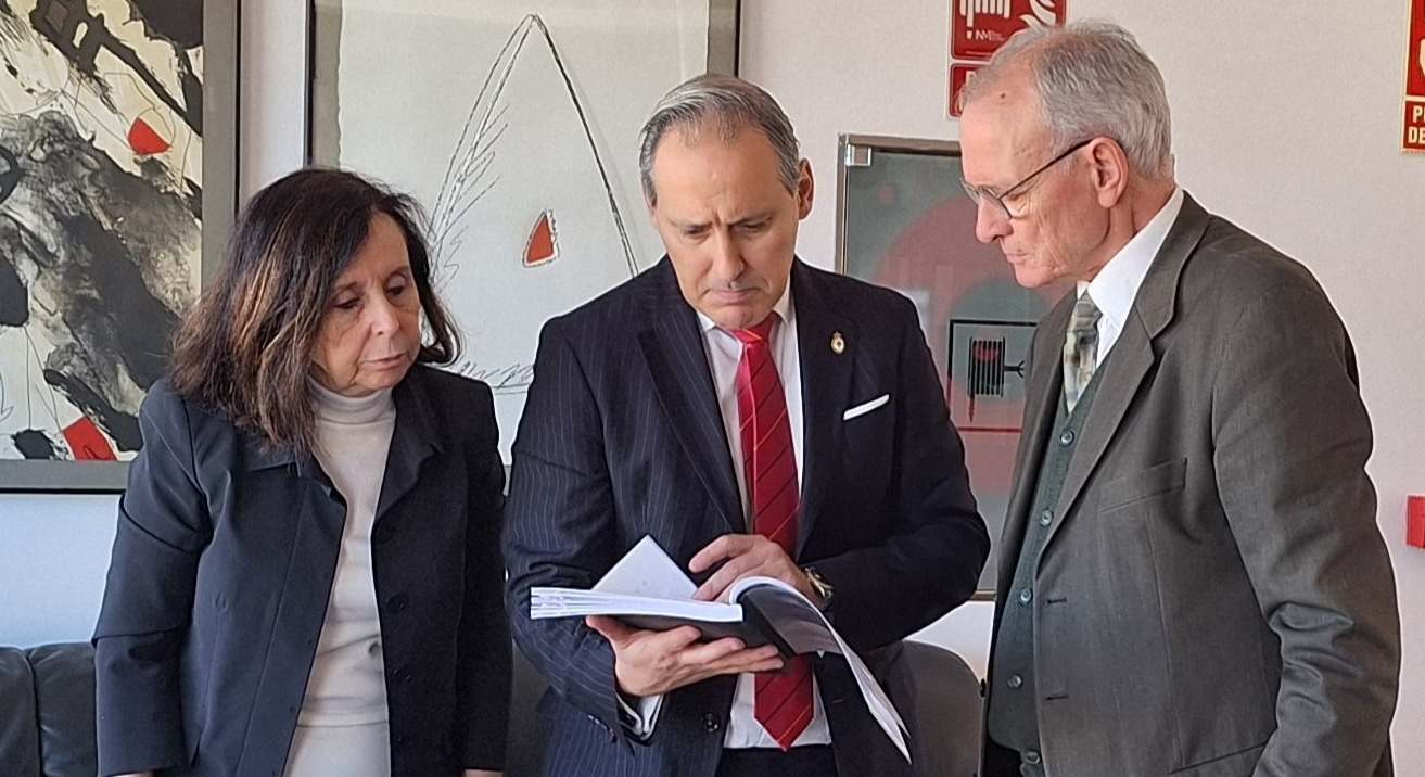 La catedrática Emilia Casas; el decano del ICAM, Eugenio Ribón; y el presidente del CES, Antonio Costas.