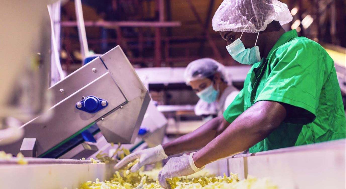 Trabajadores extranjeros en una fábrica española. EE