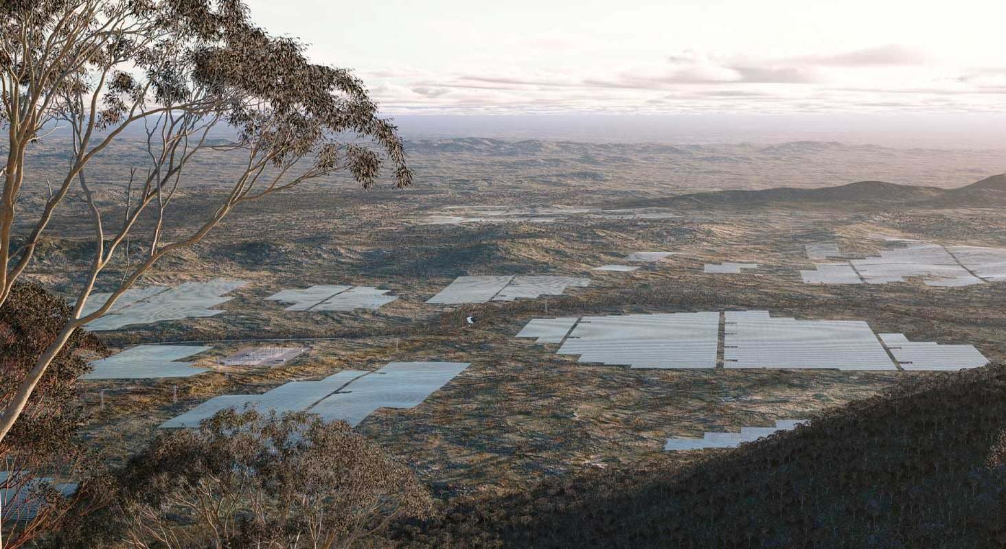Recreación de la planta solar de Aldoga, en Queensland (Australia). / Acciona Energía