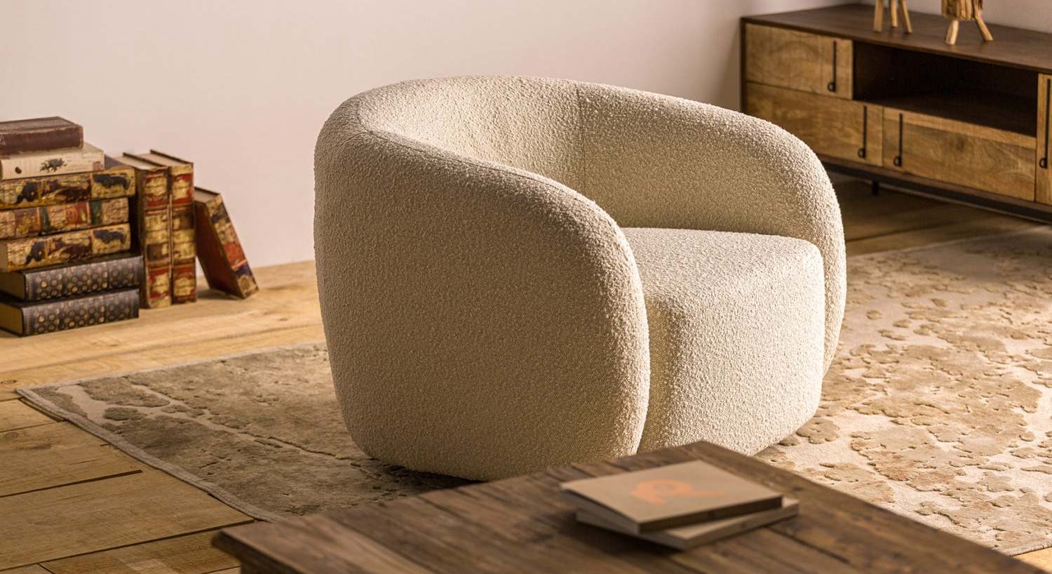 sillón tejido bouclé