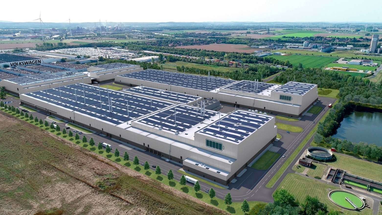 Recreación de la planta de baterías de VW en Alemania.