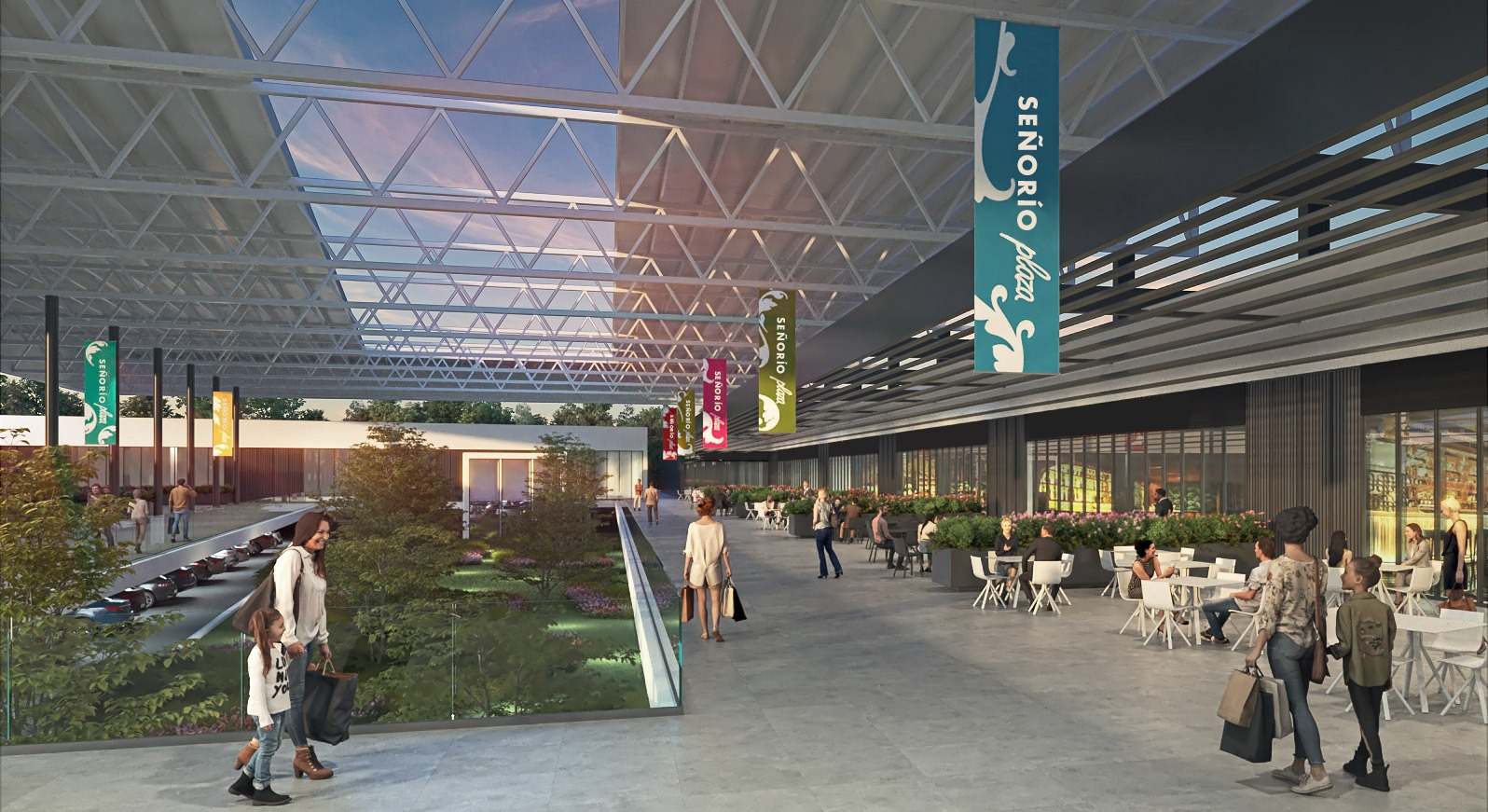Ilustración del interior del centro comercial Señorío Plaza.
