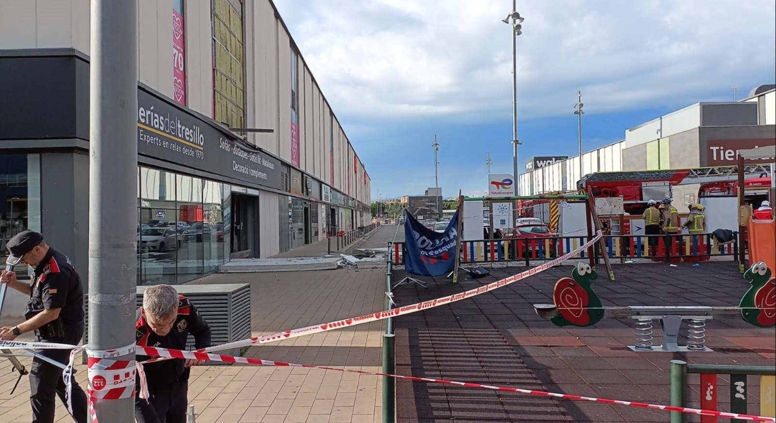 Zona donde ha caido un bloque de hormigón y ha provocado la muerte de un hombre