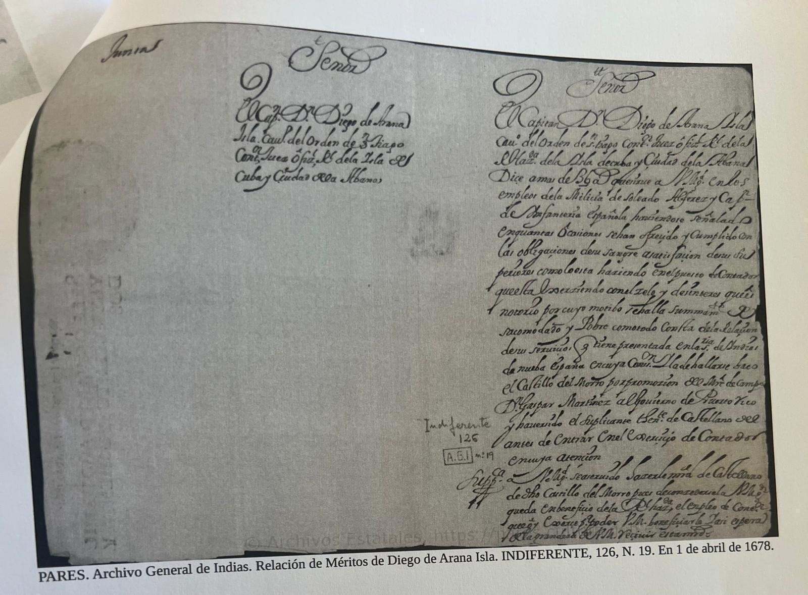 Relación de Méritos de Diego de Arana de Isla (1678) / Archivo General de Indias
