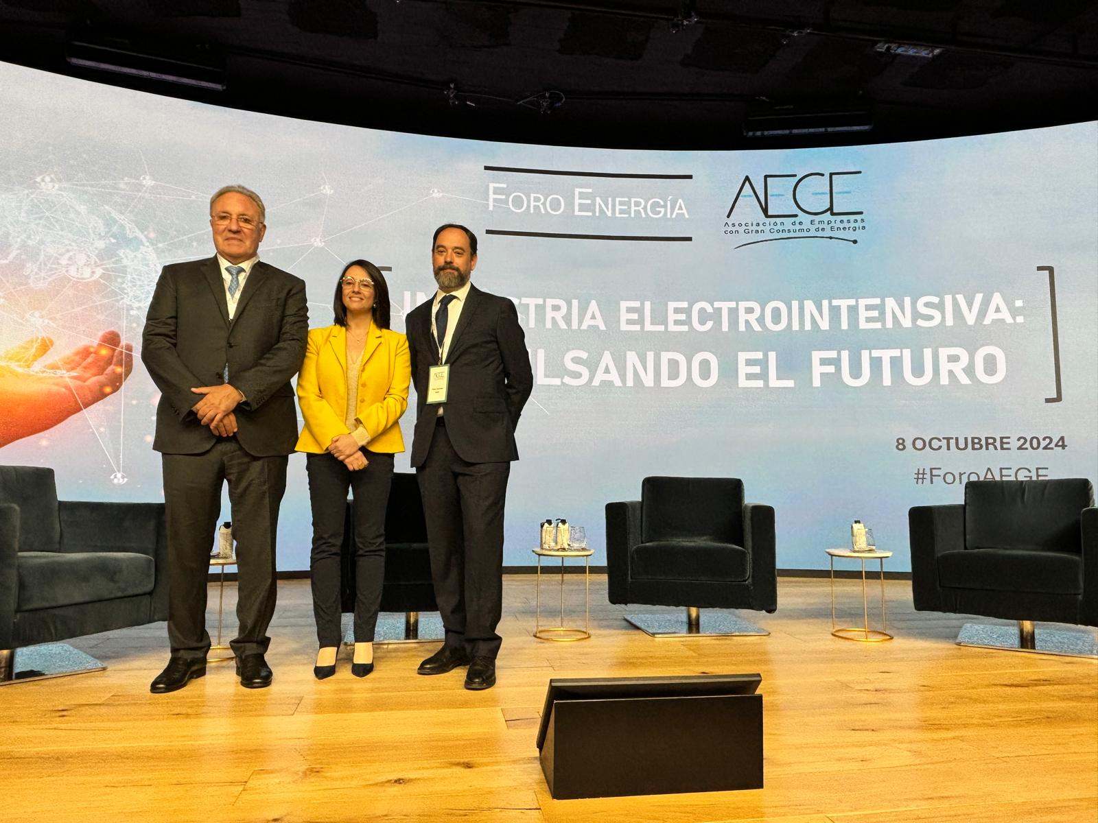 José Antonio Jainaga, Rebeca Torró y Pedro González, en el encuentro de AEGE