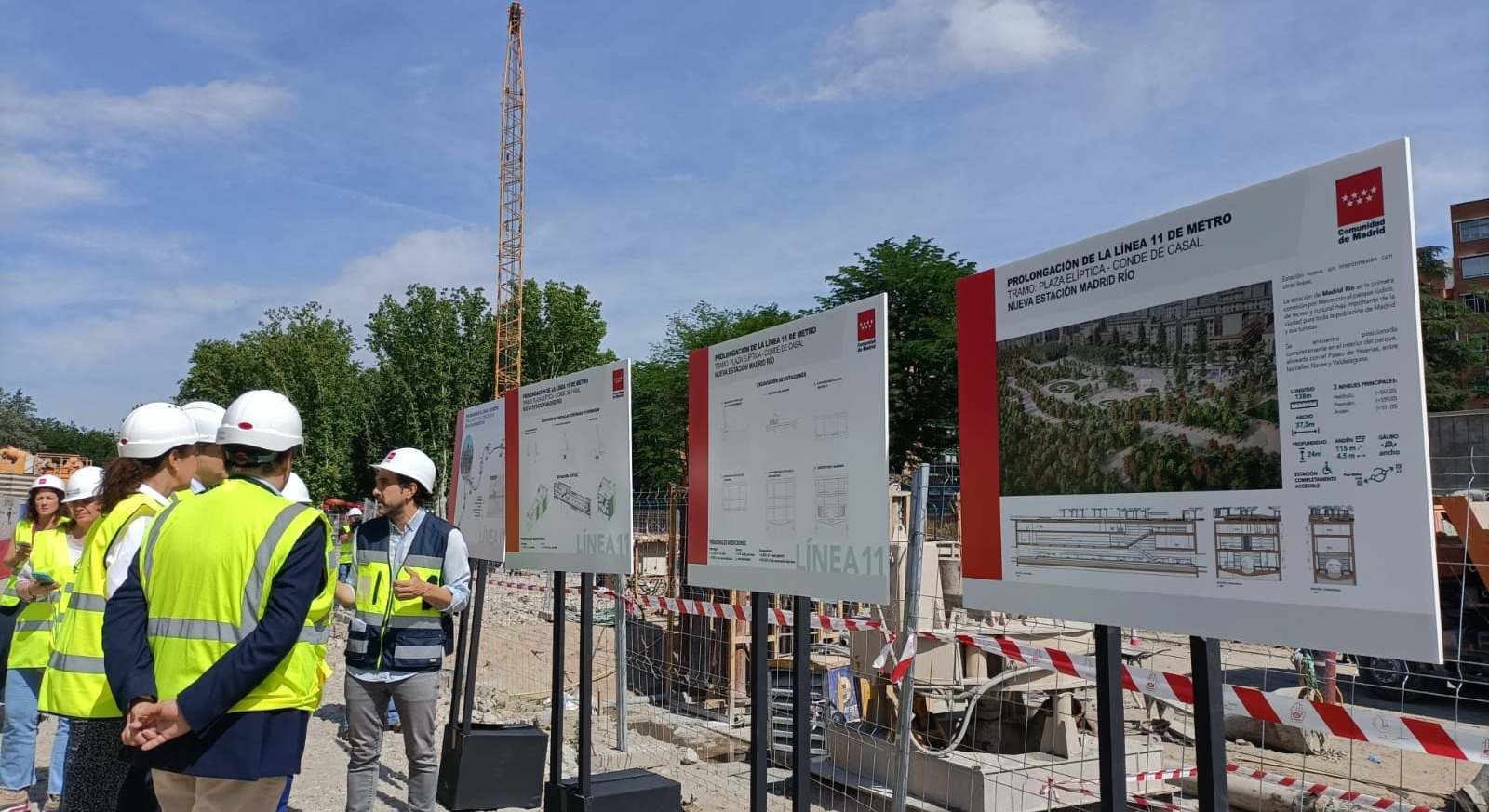 Obras de construcción de la estación de Madrid Río en la ampliación de la Línea 11 de Metro entre Plaza Elíptica y Conde de Casal