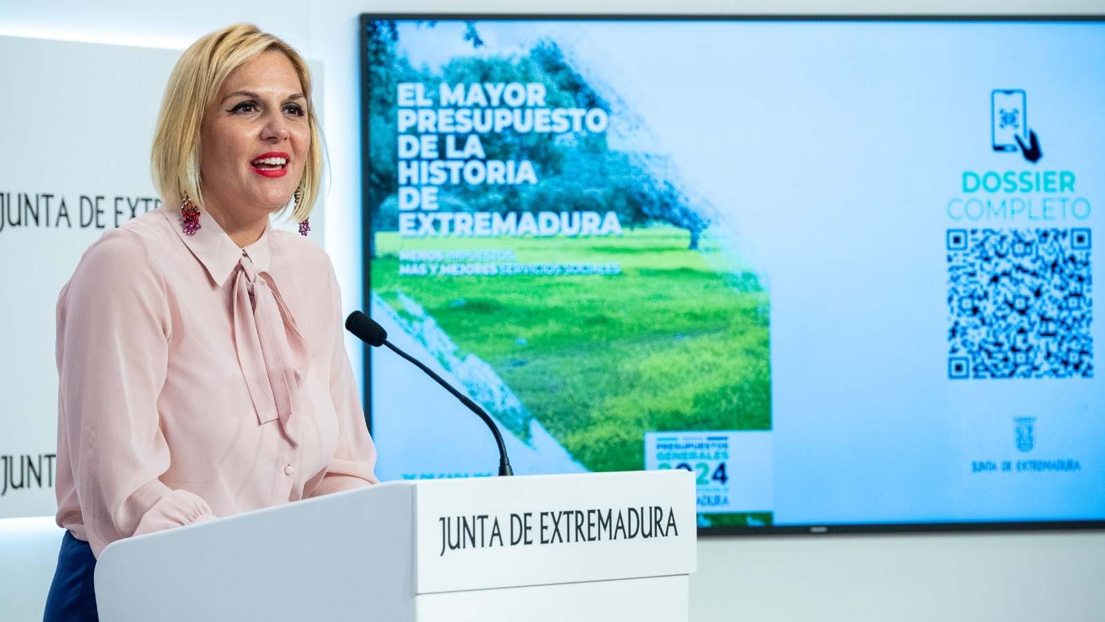 La consejera de Hacienda y Administración Pública, Elena Manzano, en rueda de prensa
