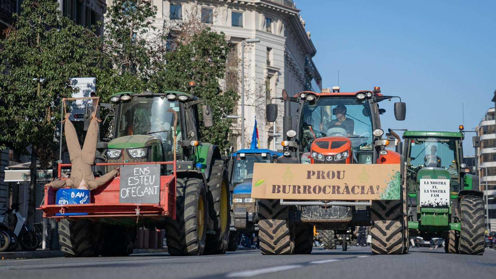 Tractores en el centro de Barcelona