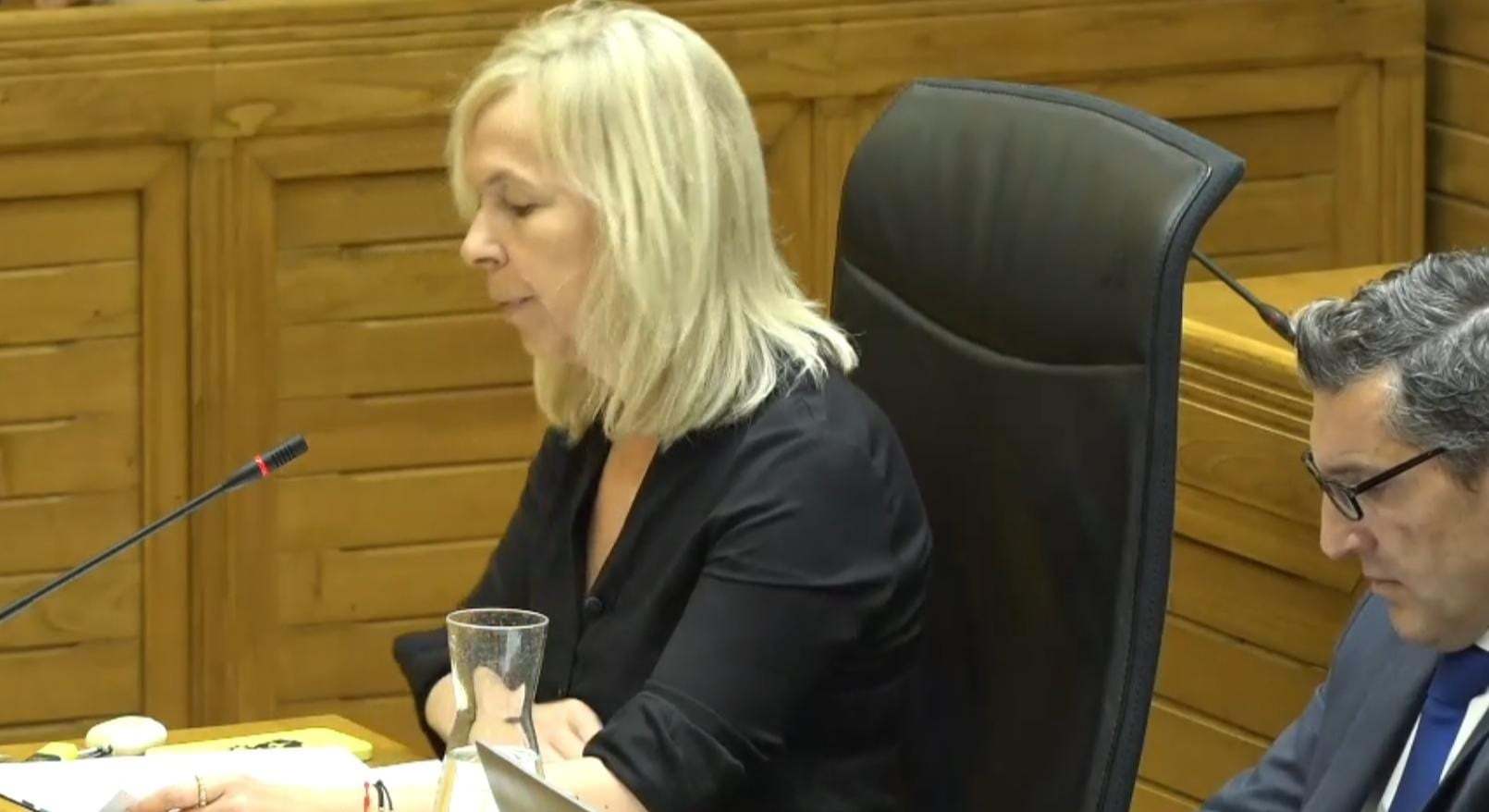 La portavoz de Vox en el Ayuntamiento de Gijón, Sara Álvarez Rouco, durante su intervención en el Pleno Municipal gijonés.