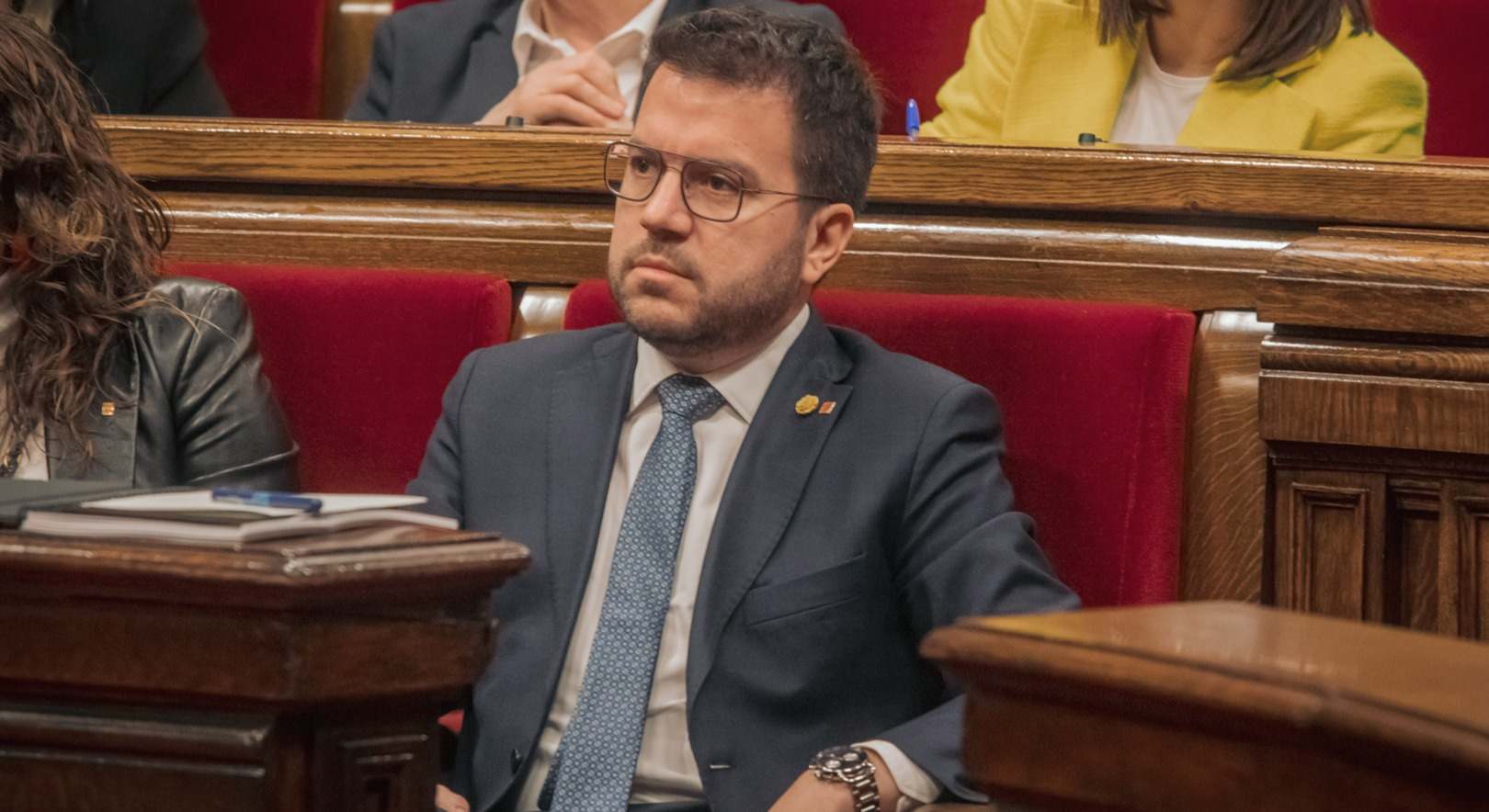 El presidente de la Generalitat, Pere Aragonès, este miércoles en el Parlament.