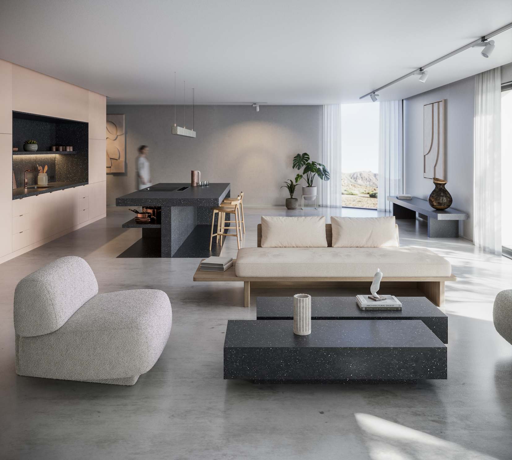 Espacio creado con Earthic, nuevo material de Cosentino.