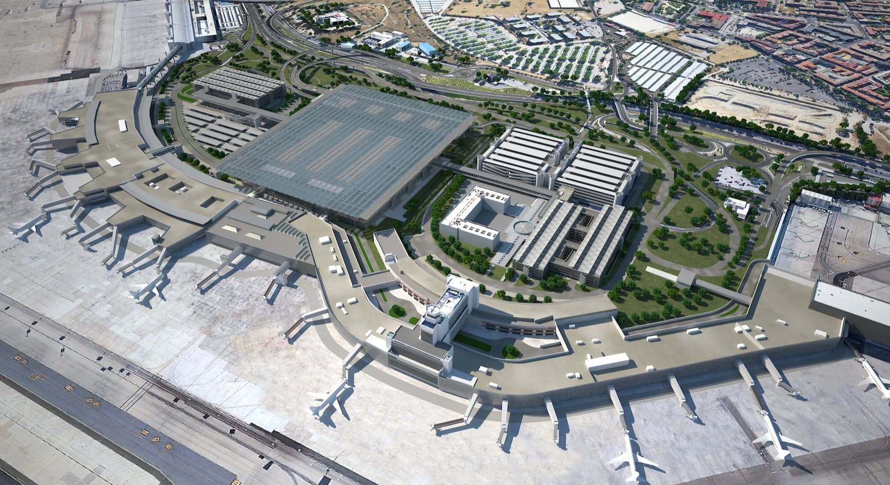 Simulación de la futura terminal unificada 1-2-3. / Aena