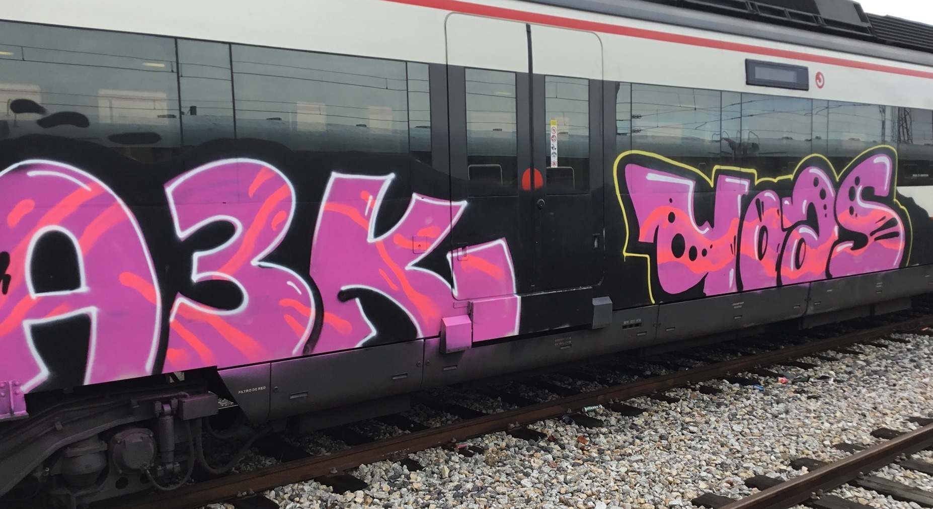 Tren de Renfe lleno de grafitis