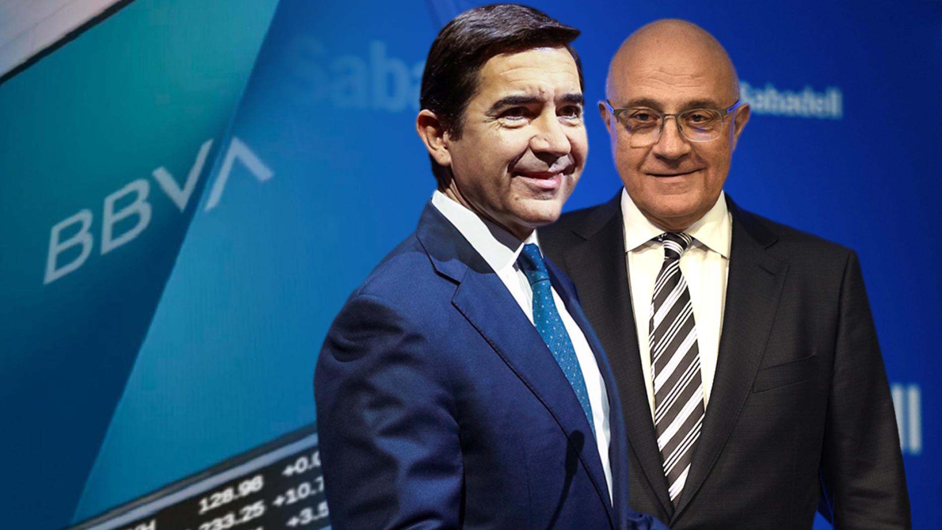 Carlos Torres y Josep Oliu, presidentes de BBVA y Banco Sabadell. EE