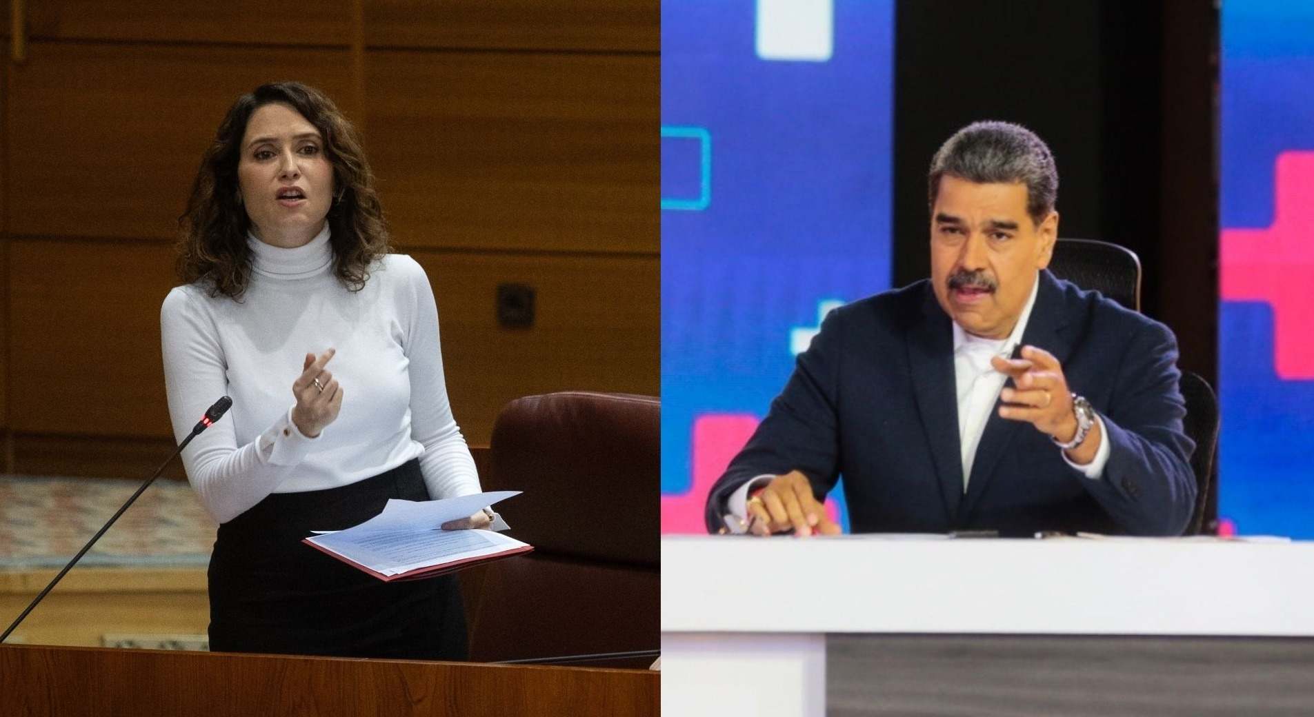 Isabel Díaz Ayuso (presidenta de la Comunidad de Madrid) y Nicolás Maduro (presidente de Venezuela)