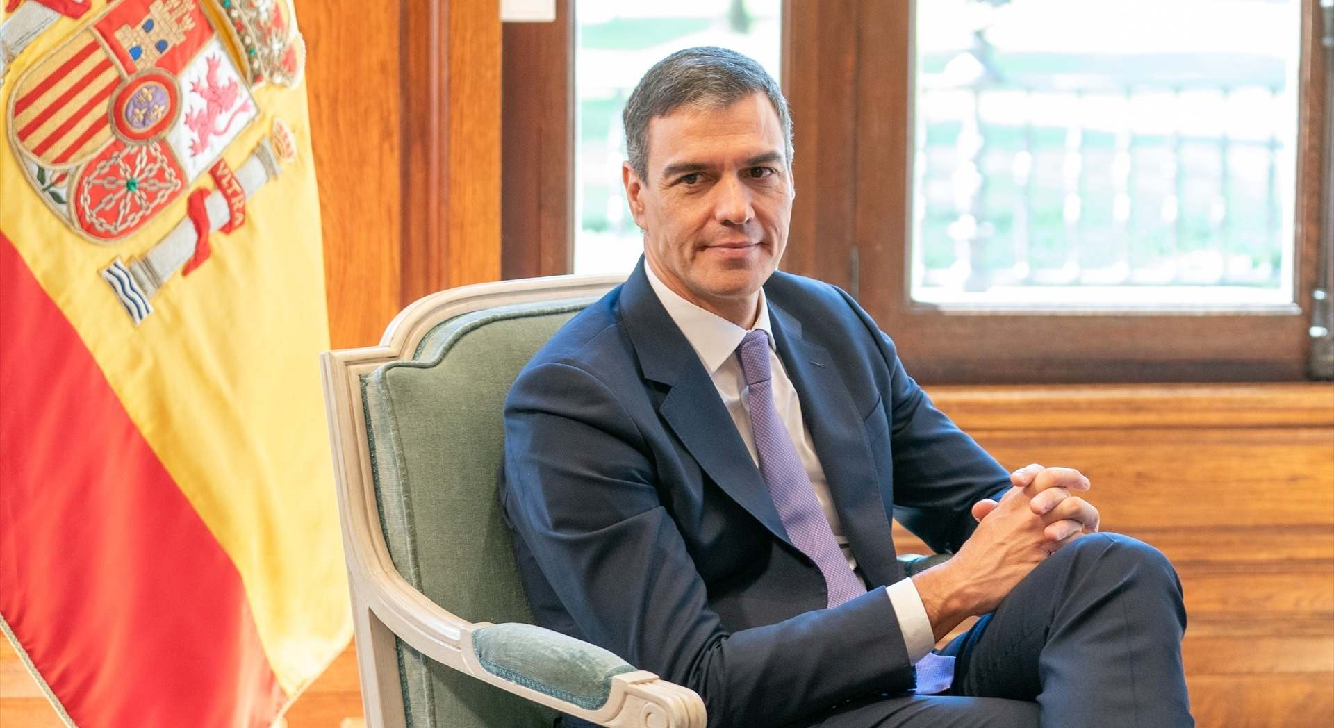 Pedro Sánchez, durante una reunión con el lehendakari, en el Palacio de Ajuria Enea