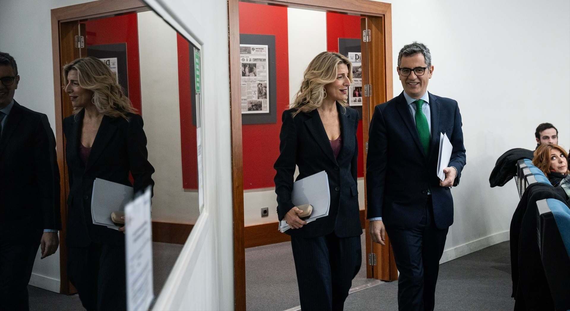 La ministra de Trabajo, Yolanda Díaz y el ministro de Justicia, Félix Bolaños.