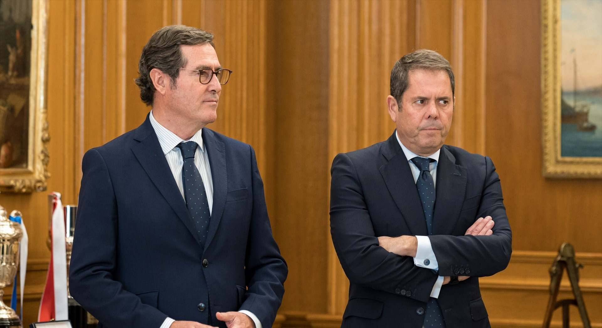 El presidente de CEOE, Antonio Garamendi y el de Cepyme, Gerardo Cuerva.
