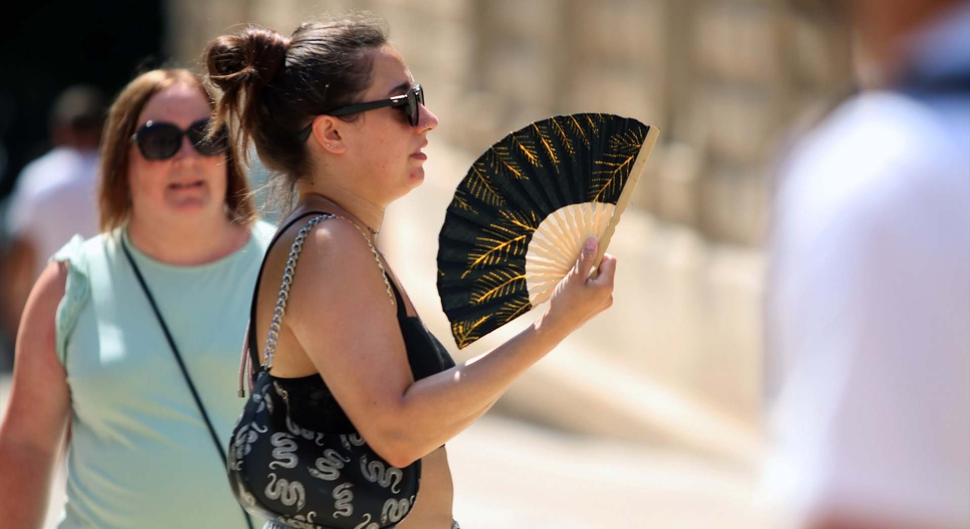 Una mujer con abanico