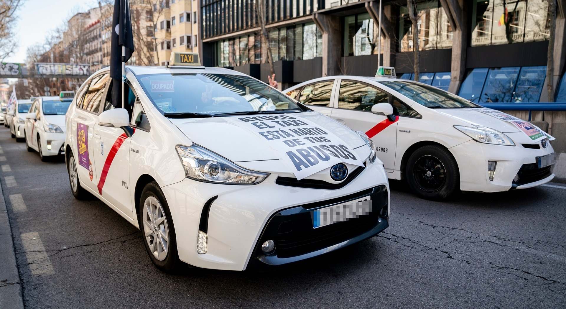 Taxistas en una protesta en Madrid. / Foto: A. Pérez Meca - Europa Press