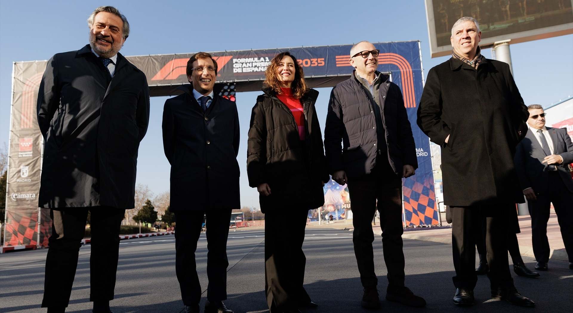 Ayuso y Almeida, durante la presentación del GP de Fórmula 1 en Madrid