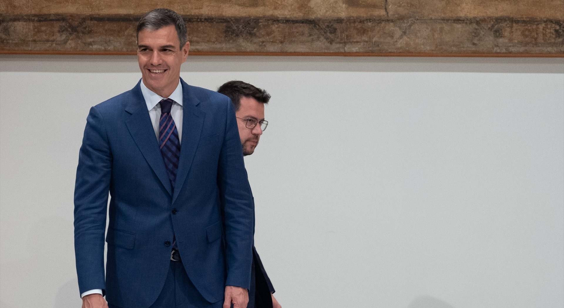 El presidente del Gobierno, Pedro Sánchez, junto al expresident catalán, Pere Aragonés | EP