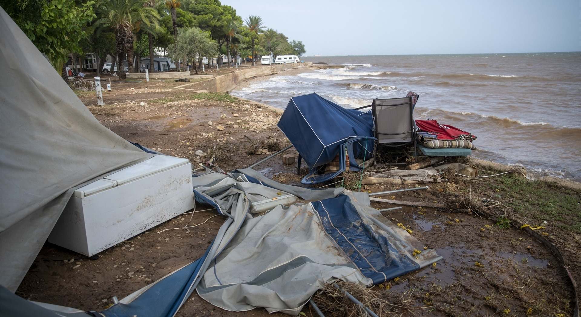 Instalaciones del Camping Els Alfacs afectadas por las lluvias en septiembre de 2023, en Alcanar