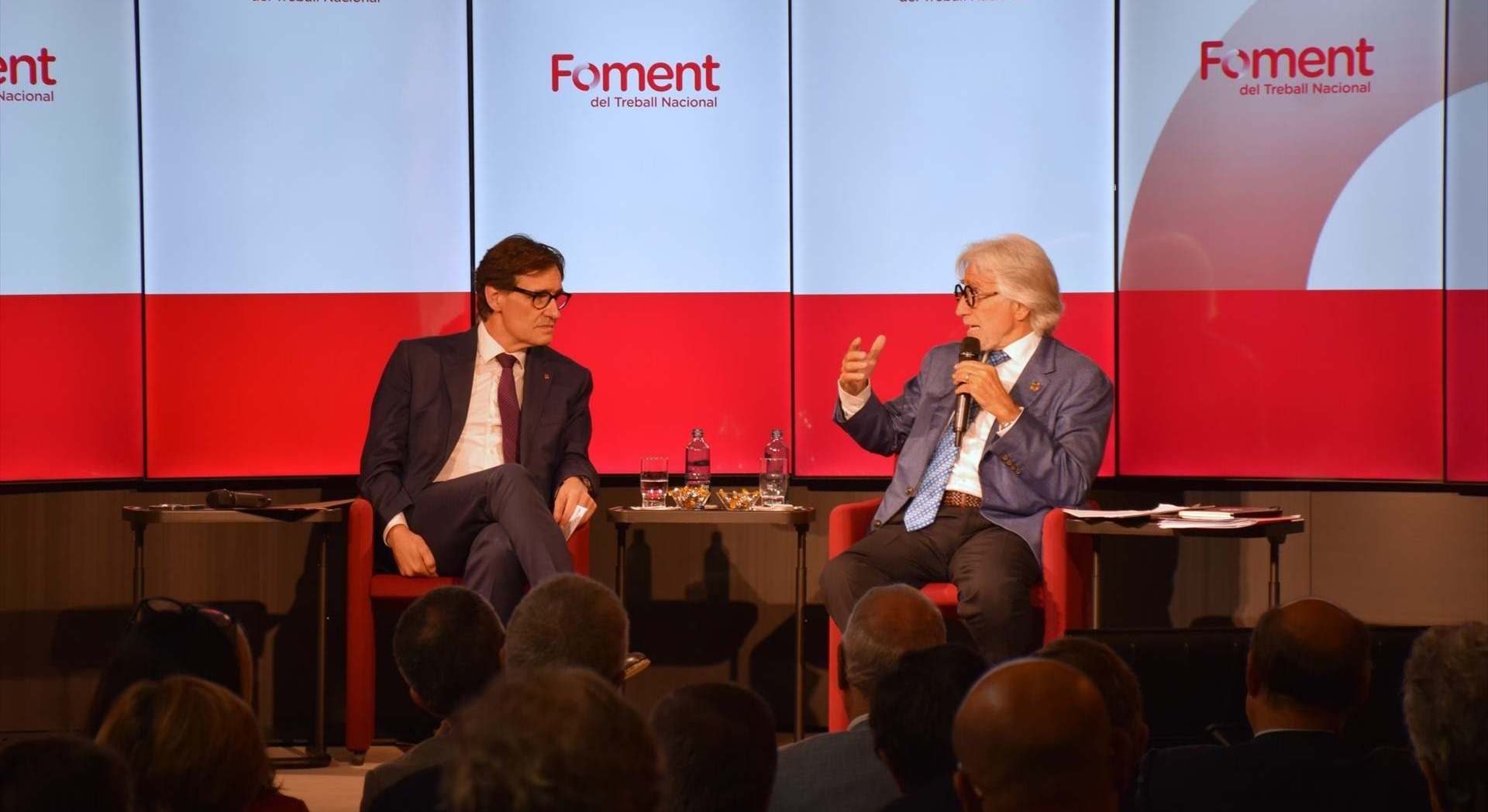 El presidente de Cataluña, Illa y el de Foment del Treball, Llibre.