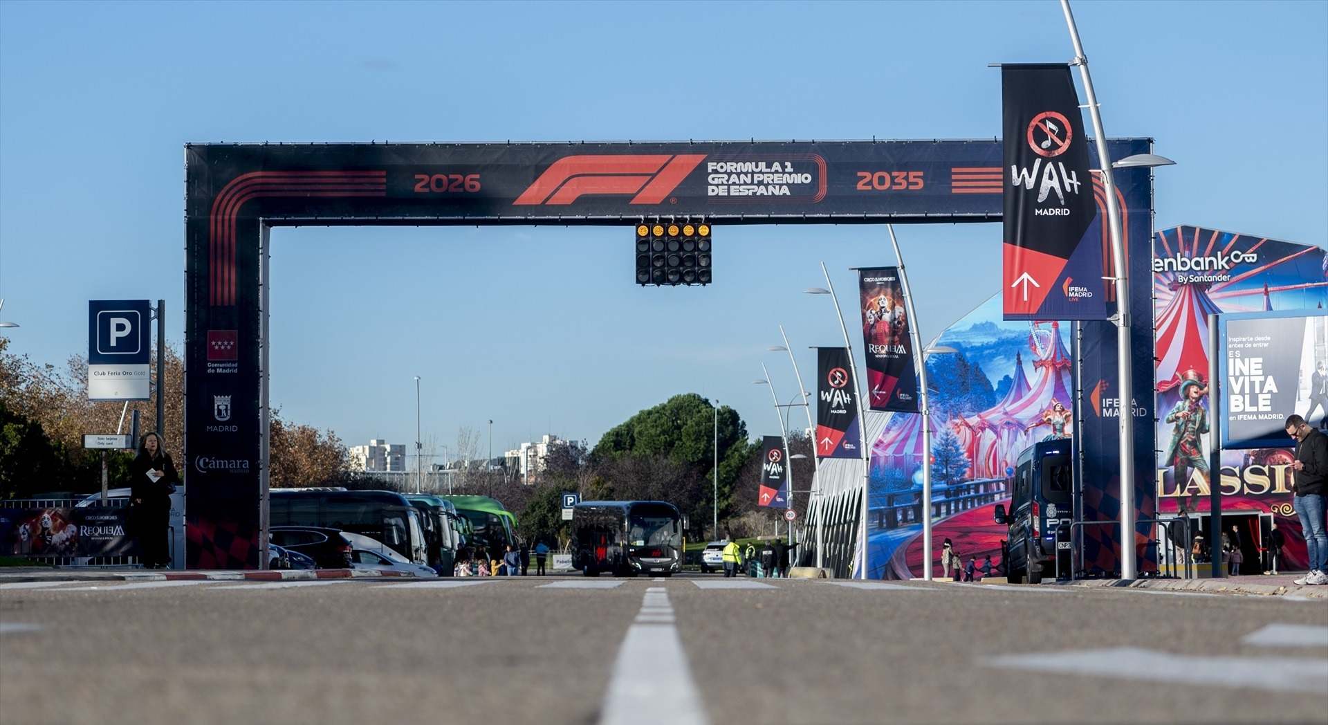 Arco de salida que tendrá el Gran Premio de España de Fórmula 1, en IFEMA Madrid