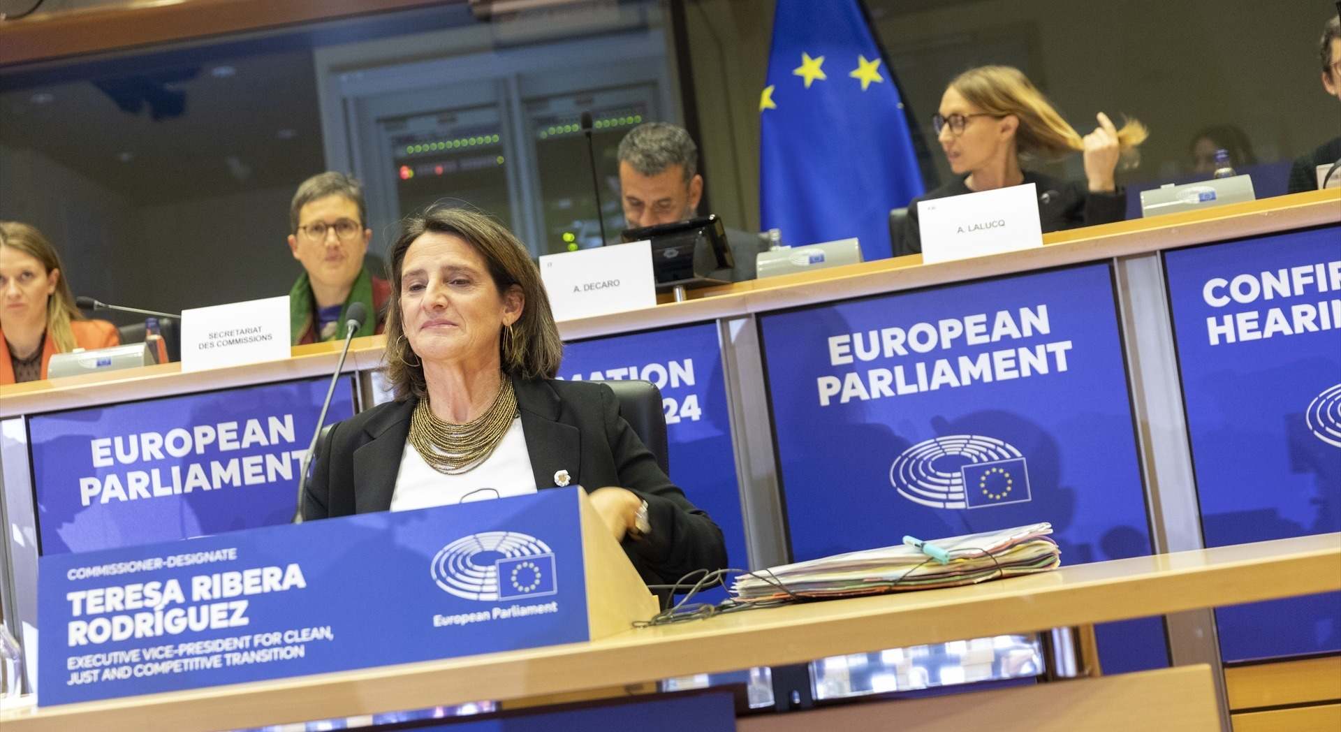 La ministra, Teresa Ribera, durante la sesión en el Parlamento Europeo | EP