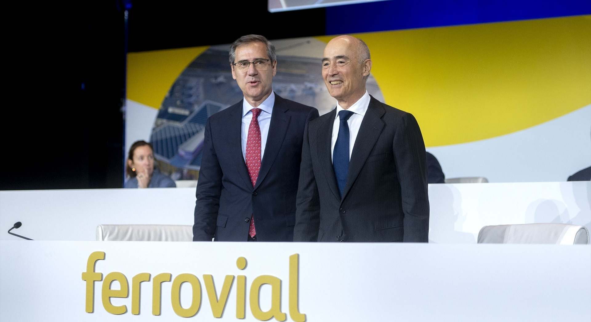 El CEO de Ferrovial, Ignacio Madridejos; y el presidente, Rafael del Pino.