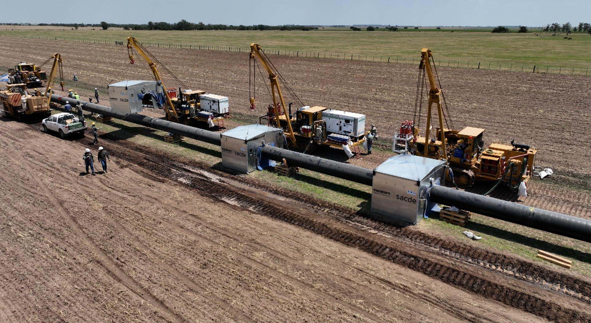 Obras de construcción del gasoducto Néstor Kirchner. Foto: Gobierno de Argentina