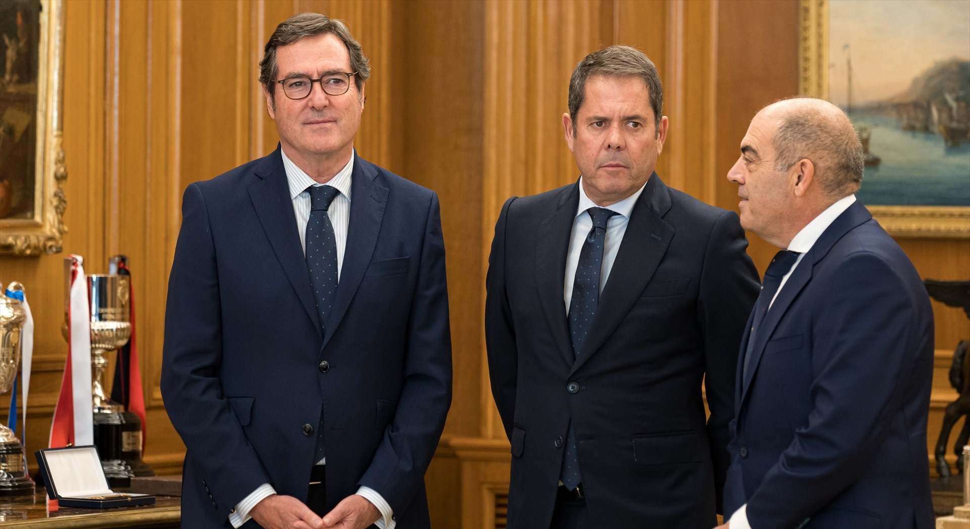 El presidente de CEOE, Garamendi, el de Cepyme, Cuerva y el de ATA, Amor.