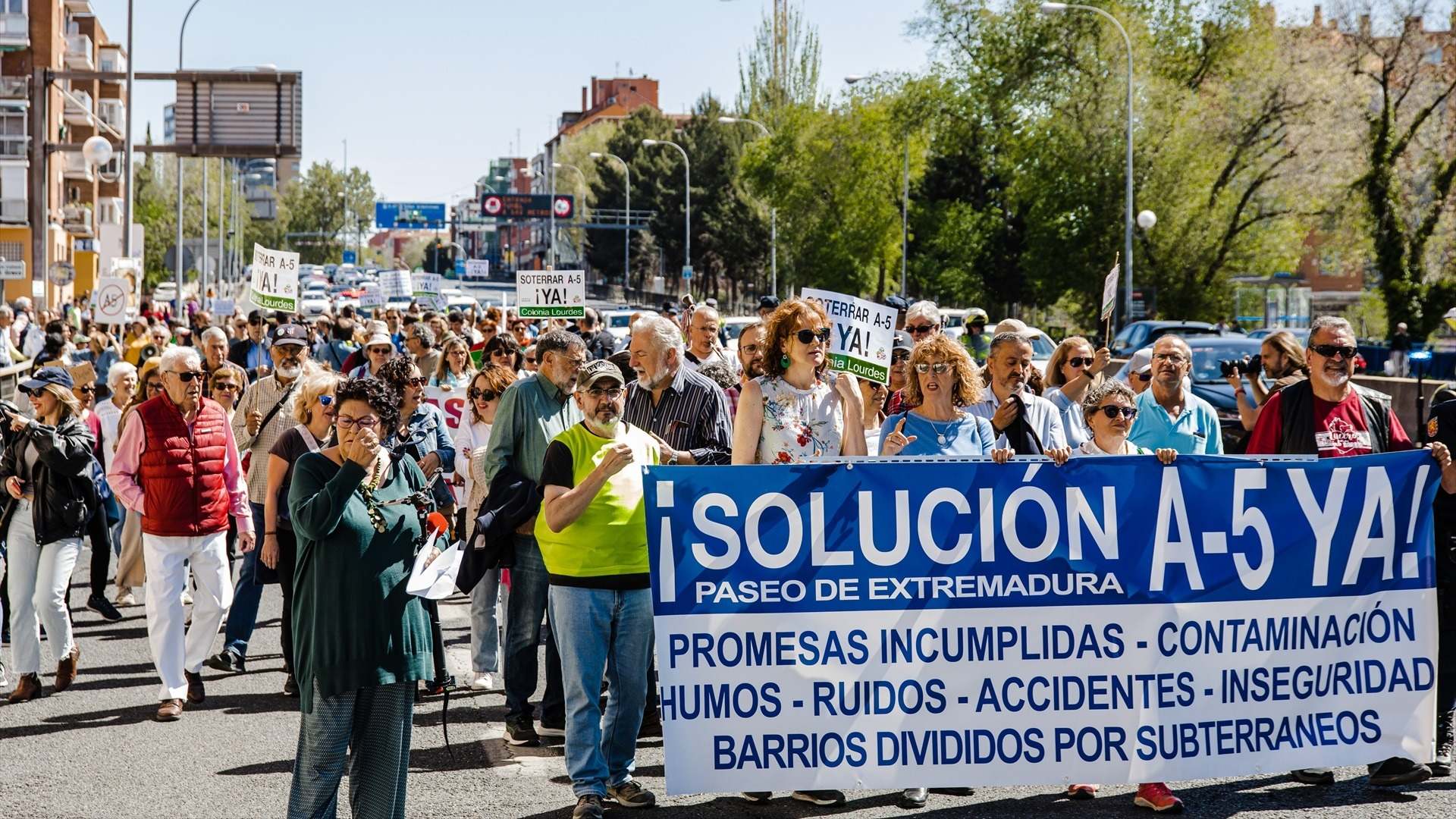 Manifestación por el soterramiento de la Autovía de Extremadura en Madrid. Foto: Europa Press.