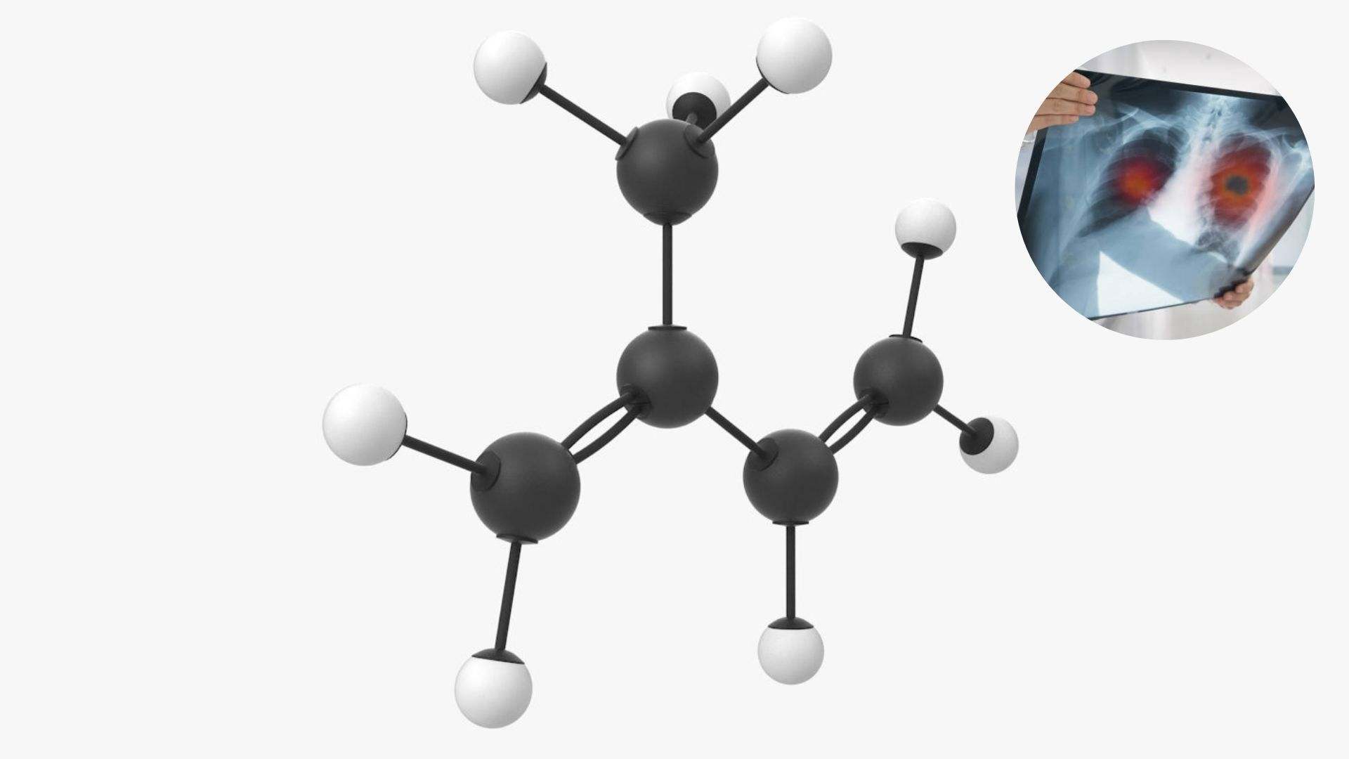 El isopreno es una molécula de naturaleza hidrocarbonada que responde a la fórmula 2-metil-1,3-butadieno.